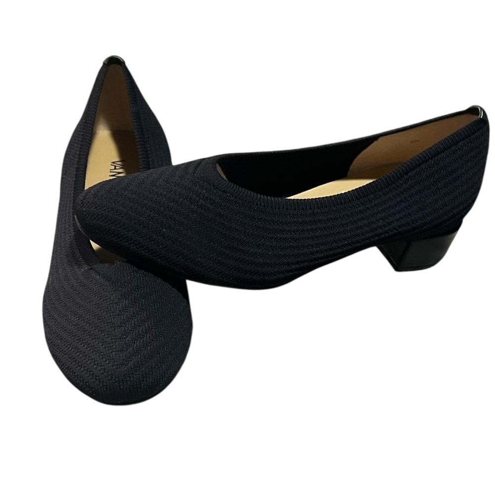 VANELi‎ Black Fabric Low Heel Pumps Womens 9N Narrow Round Toe Career Shoes